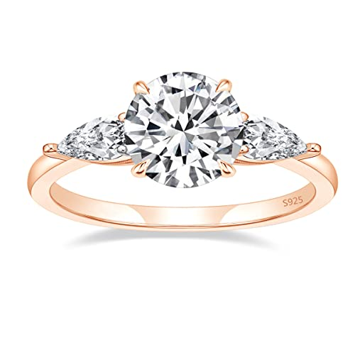 Rose Gold 2ct moissanite rings 925 sterling silver for engagement