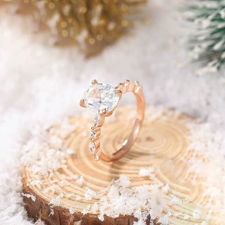 Rose gold beautiful 3ct oval ring with moissanite