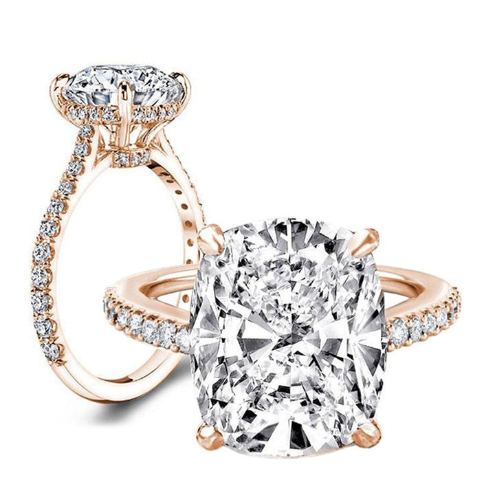 rose gold cushion cut ring