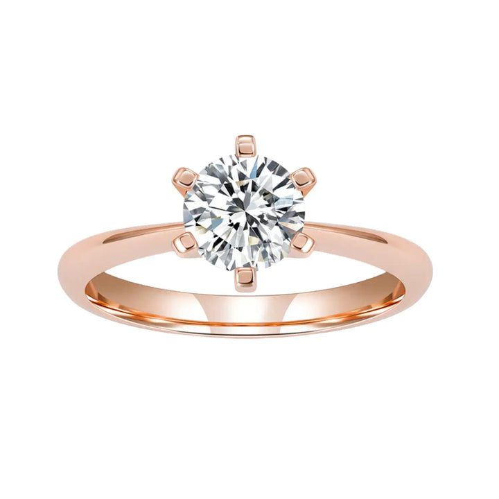 rose gold classic engagement ring in sterling silver