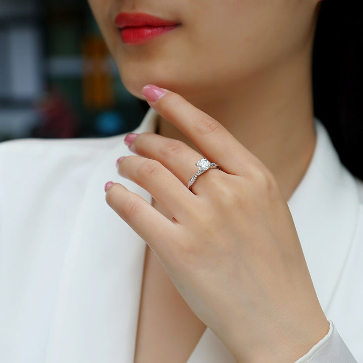 s925 silver 1ct moissanite engagement ring