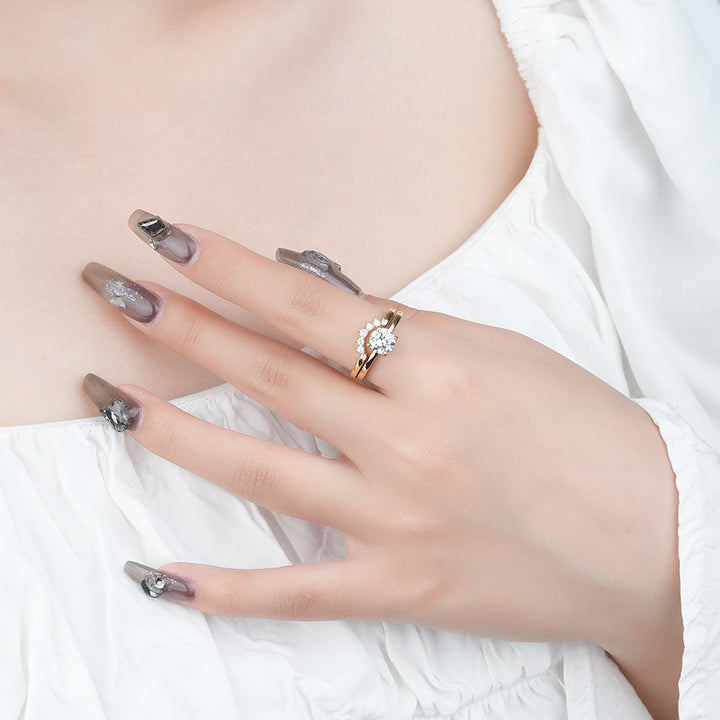 s925 silver daisy 1ct moissanite bridal sets