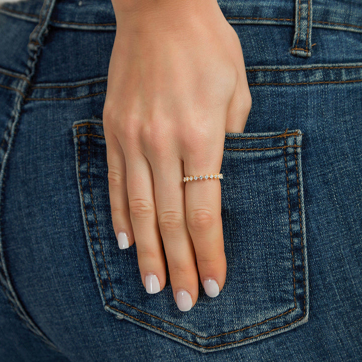 s925 silver gold moissanite pave band engagement ring