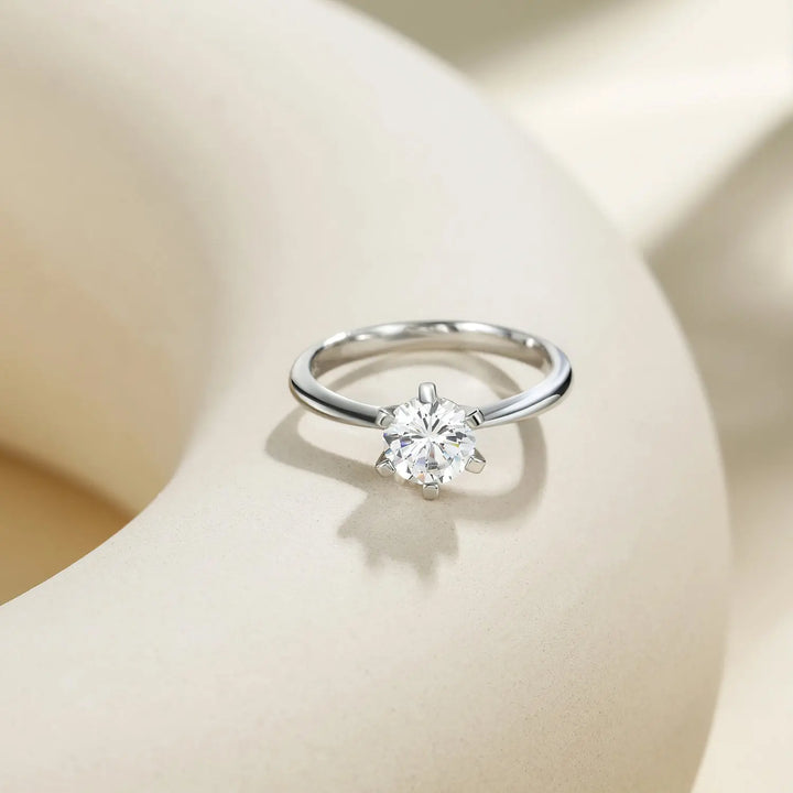 silver solitaire engagement ring