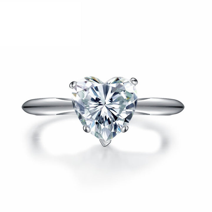 sona diamond engagement rings heart four claws in sterling silver