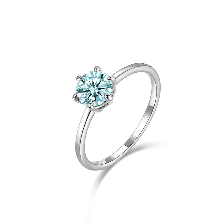 sterling silver 1 ct six prong light sapphire moissanite engagement ring