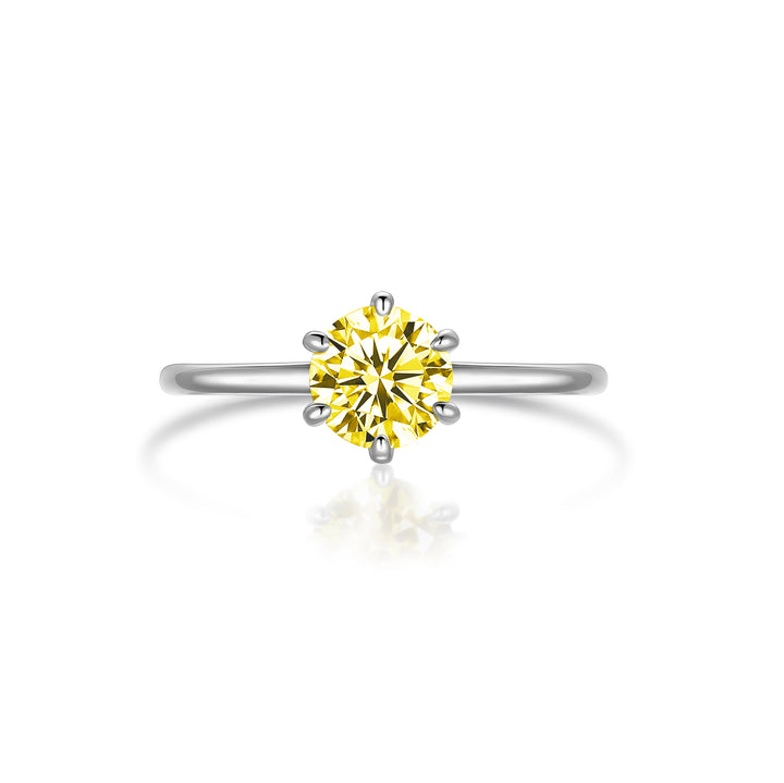 sterling silver 1 ct six prong yellow gemstone moissanite engagement ring