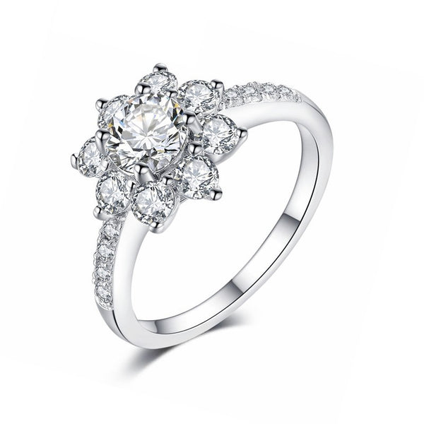 sunflower engagement moissanite/high carbon diamond in 925 sterling silver