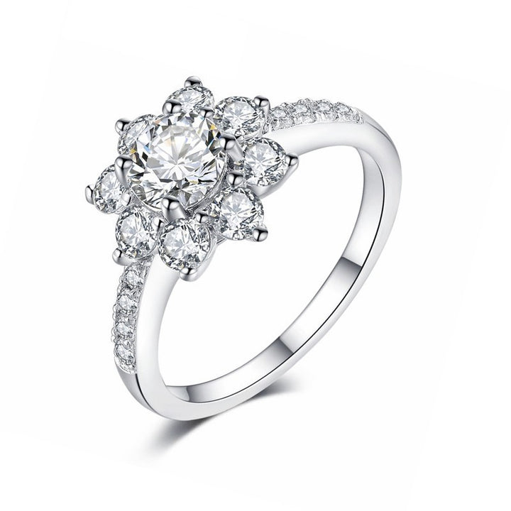 sunflower engagement moissanite/high carbon diamond in 925 sterling silver