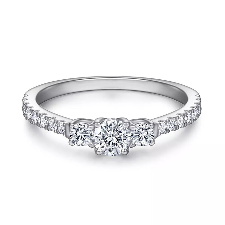 Three stone half eternity band ring