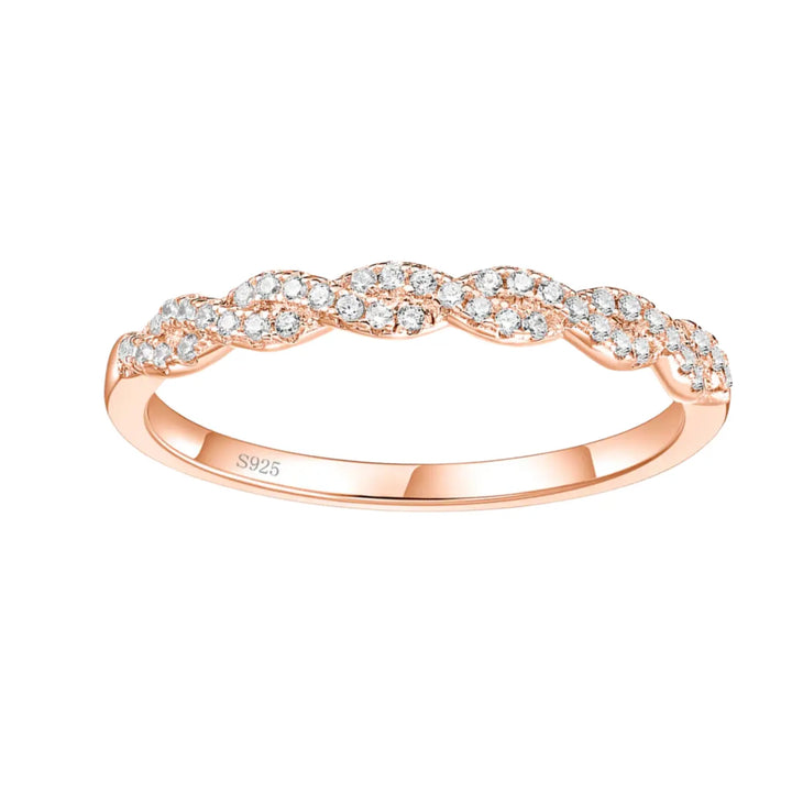 unique rose gold half eternity band ring
