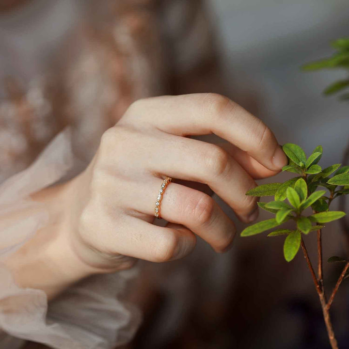 vintage s925 eternity bands moissanite ring worn on hand