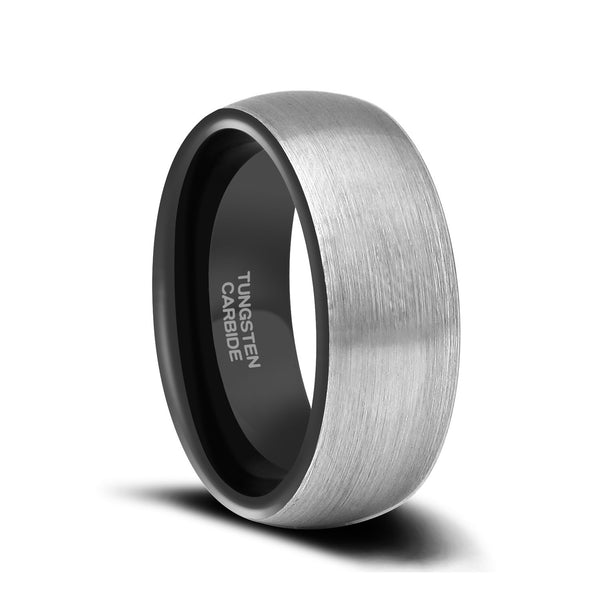 Two Tone Tungsten Mens Wedding Bands Brushed