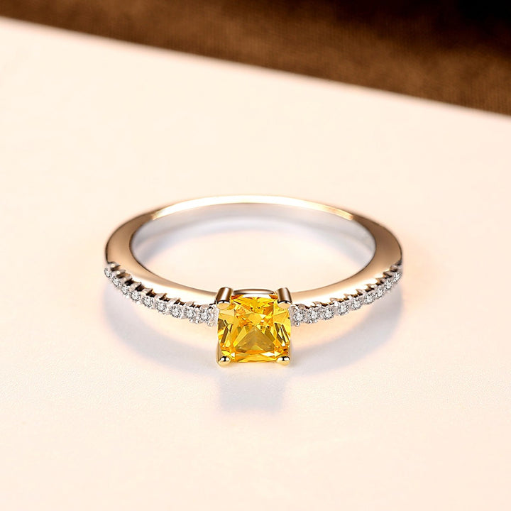 Yellow cubic zirconia engagement ring