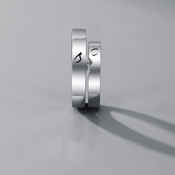 Niche Design Match Made in Heaven Opening Adjustable Sterling Silver Couple Ring