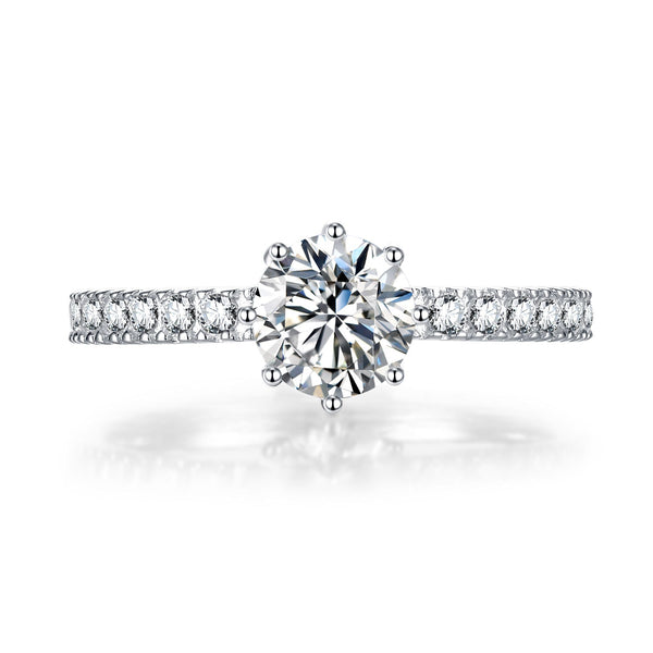 0.8 carat round cut moissanite diamond rings 925 sterling silver for engagement