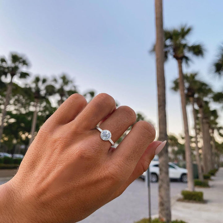 1.2ct moissanite hola ring worn on hand