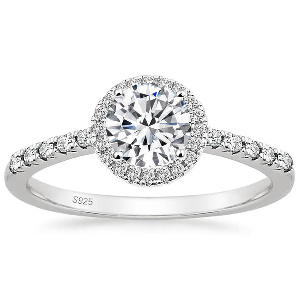 1.2ct round cut moissanite halo engagement ring