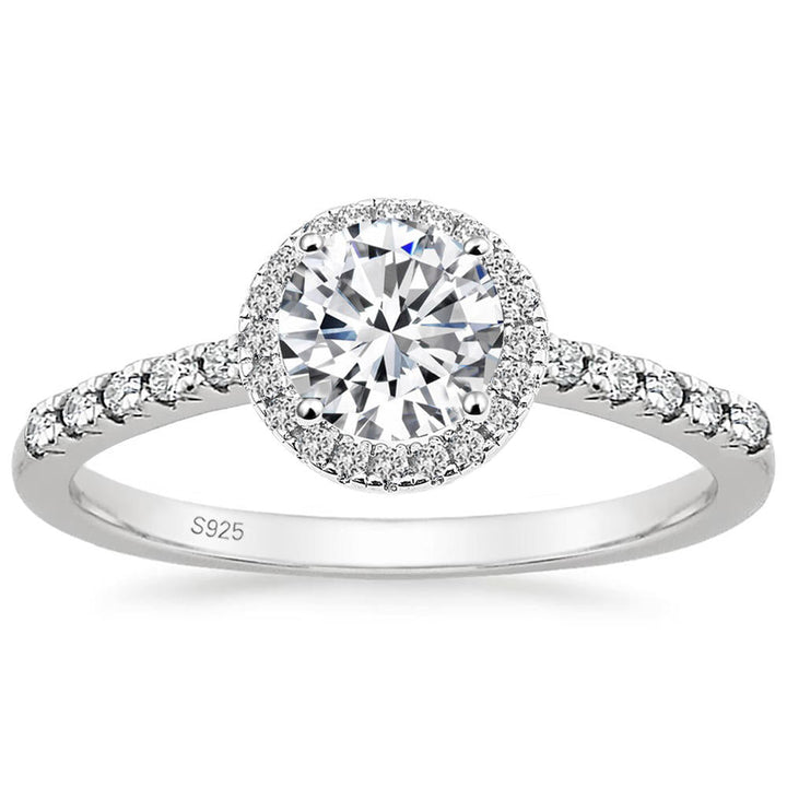 1.2ct round cut moissanite halo engagement ring