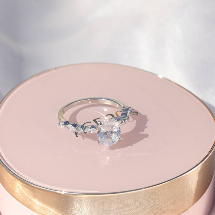 3 carats oval cut moissanite wedding ring 