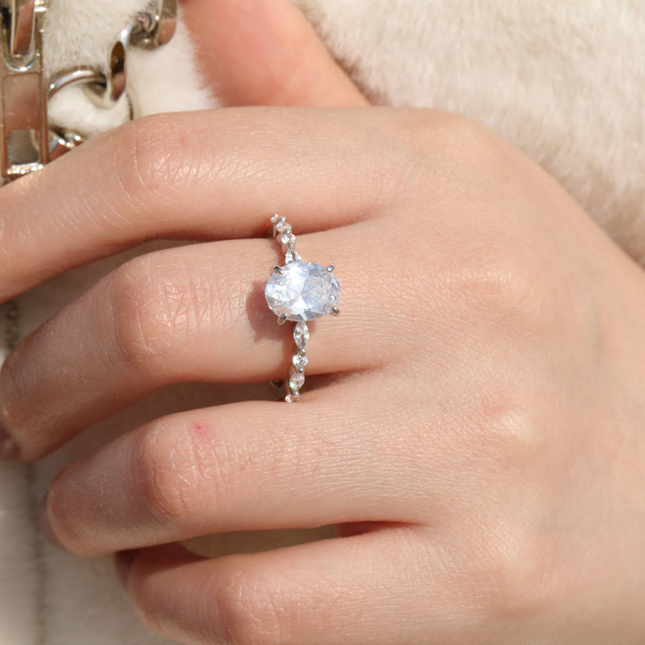 3ct oval ring worn on hand