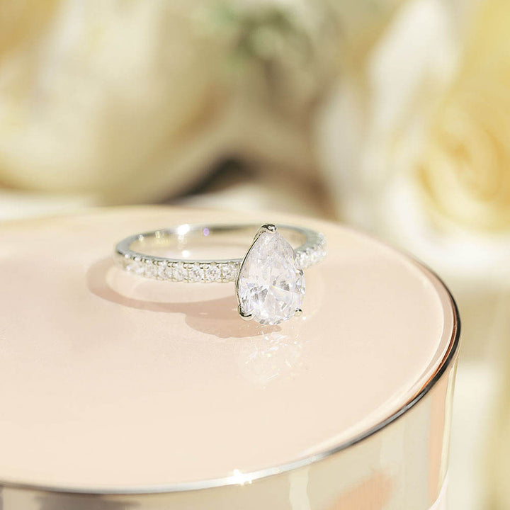 Affordable 2CT Pear Moissanite Ring