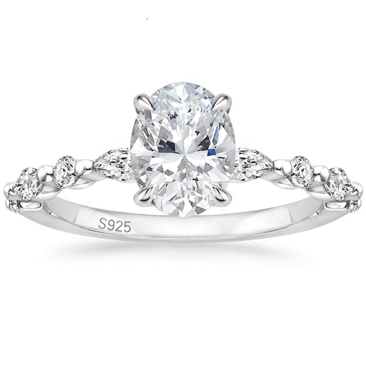 925 Silver 3.5 Ct Oval Cut Moissanite Engagement Ring