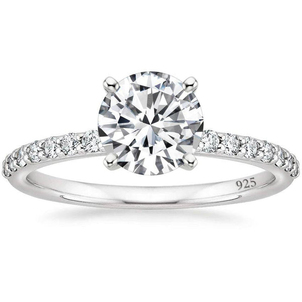 925 Silver Round Cut 1.2 CT Moissanite Engagement Ring