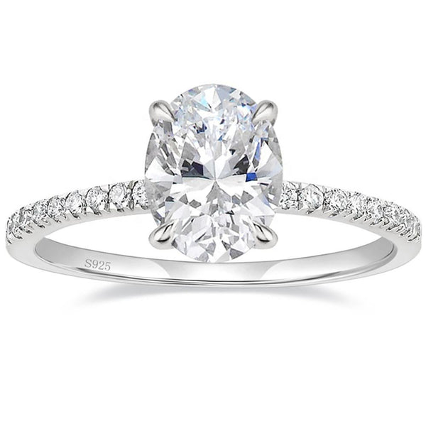3.5CT 925 Silver Engagement Oval Cut Moissanite Ring