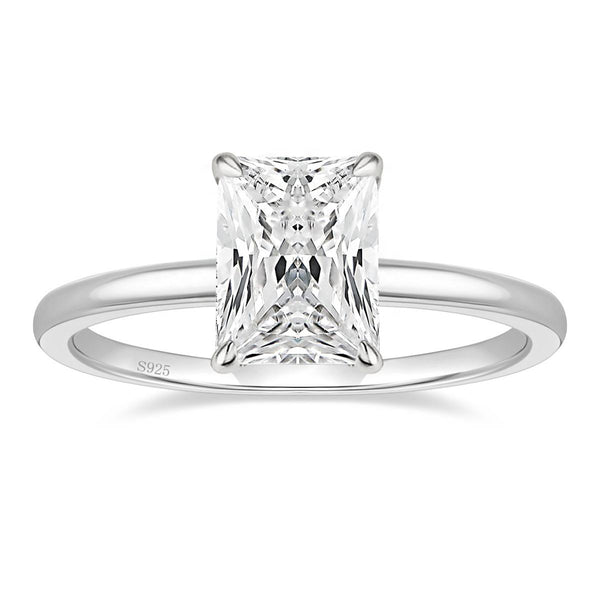 925 Sterling Silver 3.5ct Radiant Cut Moissanites Engagement Ring
