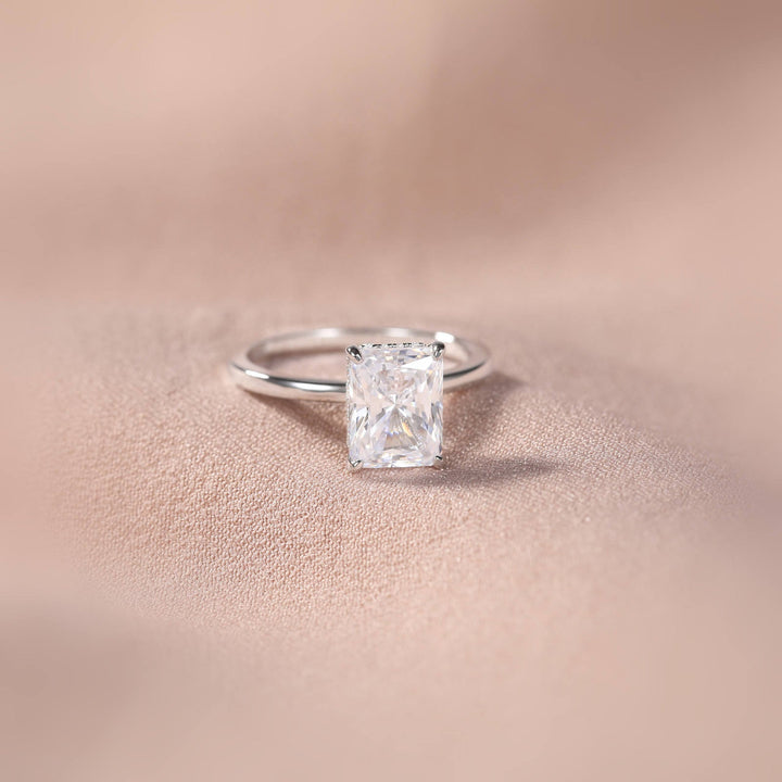 925 Sterling Silver 3.5ct Radiant Cut Moissanites Engagement Ring