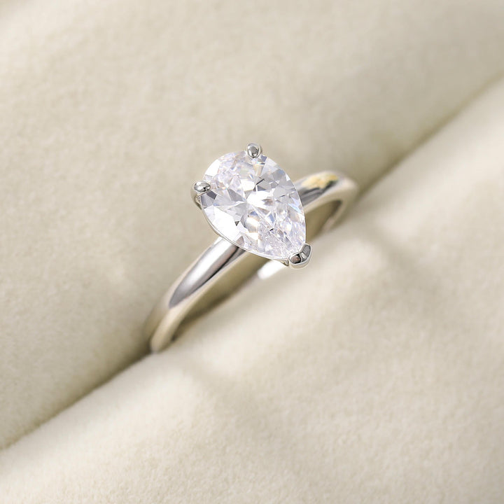 S925 3.5ct Pear Cut Moissanite Engagement Ring