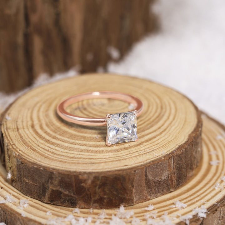 3ct Princess Cut Solitaire Moissanite Engagement Ring