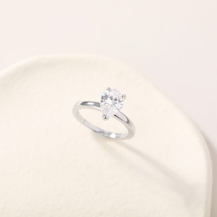 S925 3.5ct Pear Cut Moissanite Engagement Ring