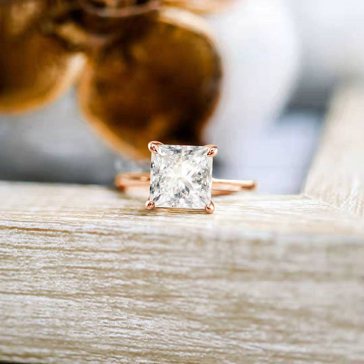 3ct Princess Cut Solitaire Moissanite Engagement Ring