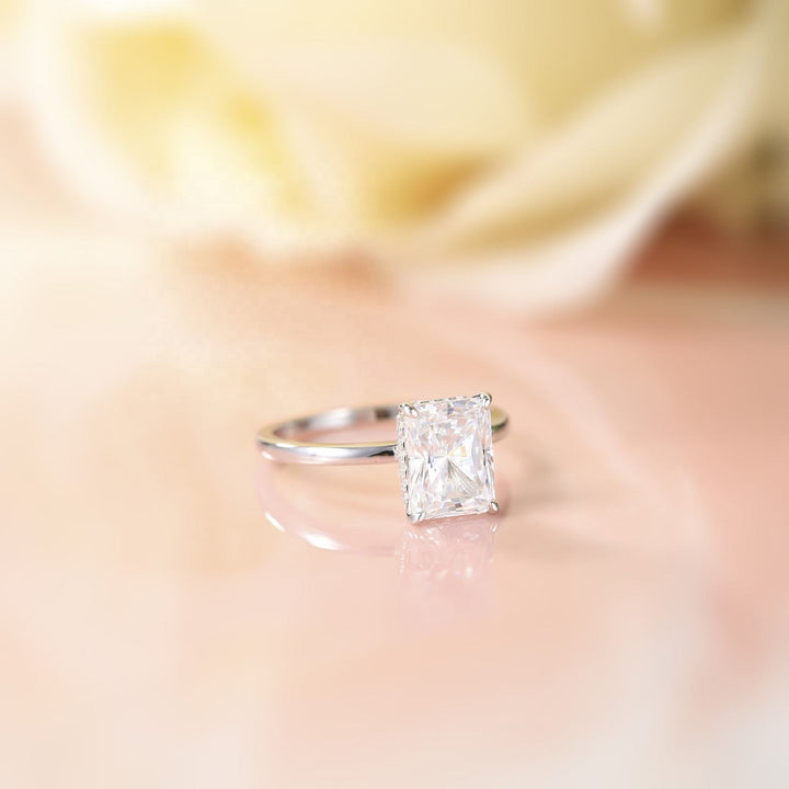 925 Sterling Silver 3.5ct Radiant Cut Moissanites Engagement Ring