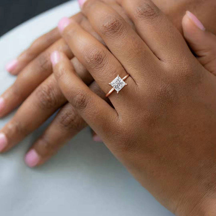 3ct Princess Cut Solitaire Moissanite Engagement Ring