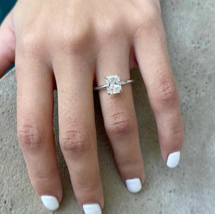 925 Sterling Silver 3.5ct Radiant Cut Moissanites Engagement Ring
