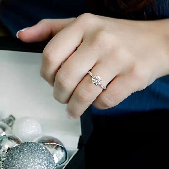 S925 Engagement Ring 1.2CT Moissanite Ring with Certificate