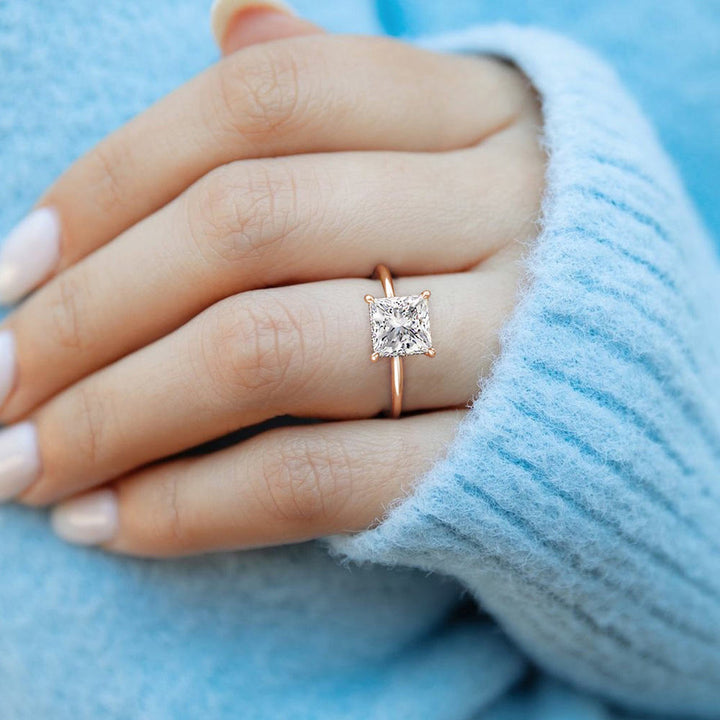 3ct Princess Cut Solitaire Moissanite Engagement Ring