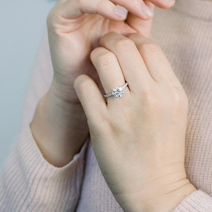 S925 Engagement Ring 1.2CT Moissanite Ring with Certificate