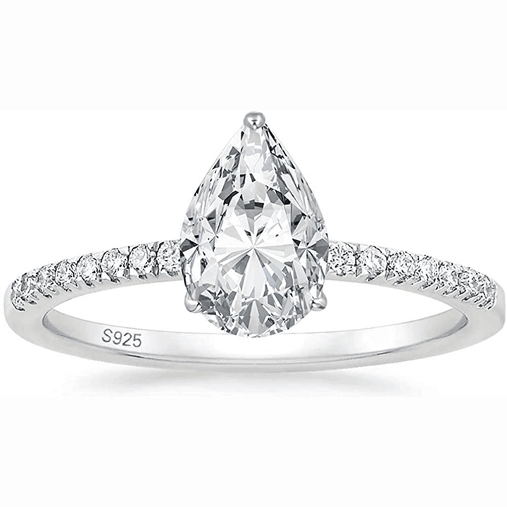 925 Silver 3CT Pear Shaped Moissanite Engagement Ring