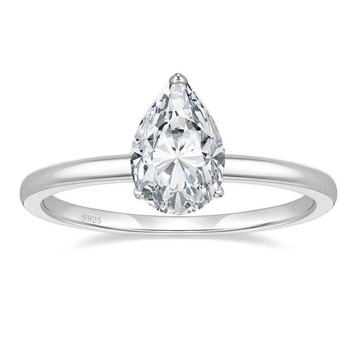 S925 3.5ct Pear Cut Moissanite Engagement Ring