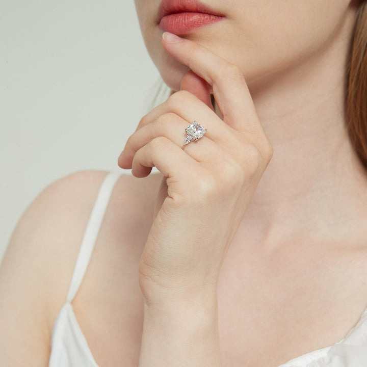 Affordable 3.5 carat cushion cut moissanite worn on hand