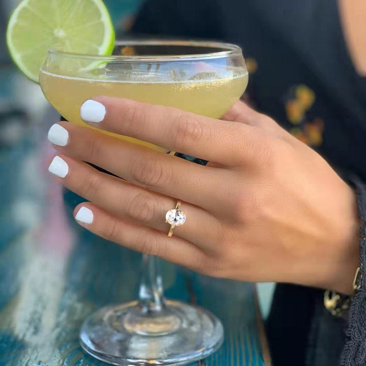 affordable 3 carat moissanite wedding ring worn on hand