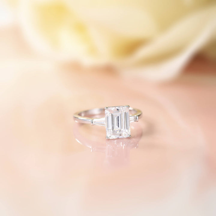 emerald cut moissanite ring affordable